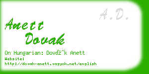 anett dovak business card